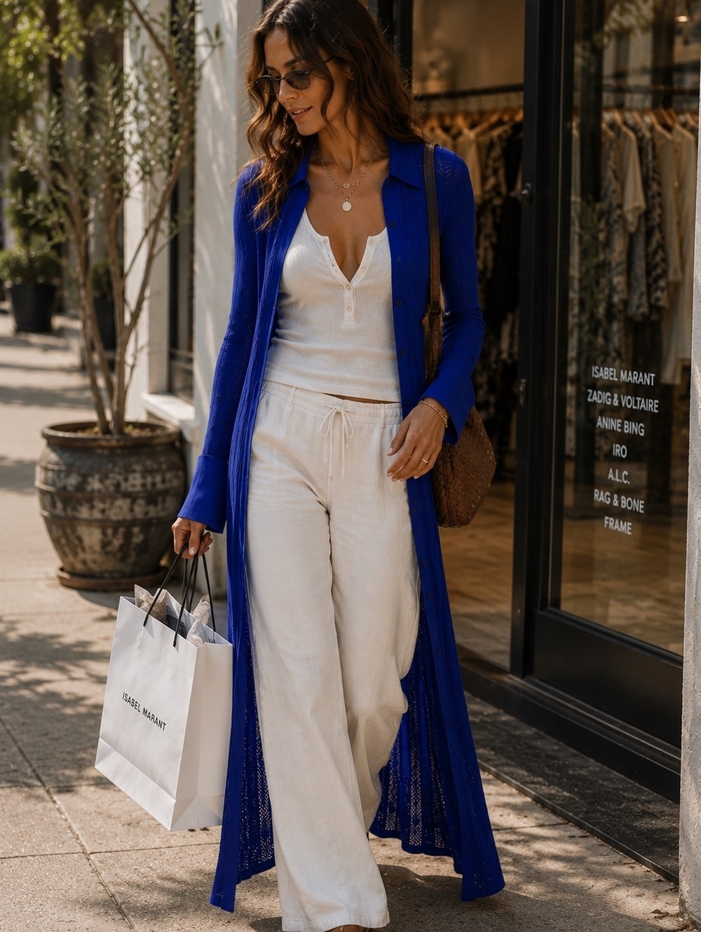 NWOT RARE A.L.C Cobalt Knit Maxi Duster Dress Cardigan Luxury Cover Up XS S $595 - Picture 11 of 11